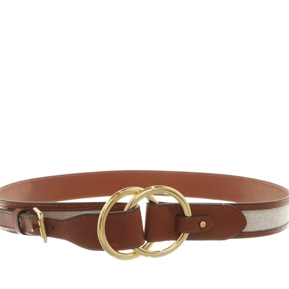 Lauren Ralph Lauren Canvas & Leather Bend-Back Belt Size S main image 5
